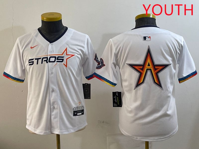 Youth Houston Astros Blank White Fourth generation Joint Name 2025 Nike MLB Jersey style 2